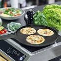 KNOBON Cast Iron Uttapam Tawa | 3 Pit, 26Cm Pancake Pan,Induction Friendly, Naturally Nonstick, 100% Pure &amp; Toxin-Free Uttappam Tawa with Iron Handle| Black
