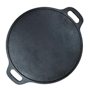 knobon dosa pan cast iron flat dosarotifcast iron full size dosa tawa pan with 2 side handle dosa kallu iron tawa big size non-toxic cookware gas and induction compatible  30 cm