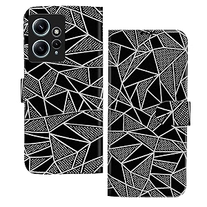 knotyy velvet finish faux leather flip cover for redmi note 12 4g with foldable stand amp cards slots - black