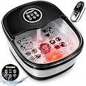 KNQZE Collapsible Foot Spa Bath with Heat & Remote Control, Bubble Massage, Temperature Control, Red Light (Black)