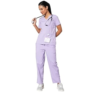 knya scrub suit for women  10 pocket  v neck top amp bottom set  short sleeves  lightweight amp breathable  hospital clinic amp ot wear  medical uniform  scrubs for female doctors nurses amp dentists