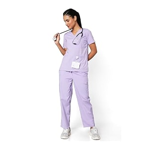 knya scrub suit for women  10 pocket  v neck top amp bottom set  short sleeves  lightweight amp breathable  hospital clinic amp ot wear  medical uniform  scrubs for female doctors nurses amp dentists