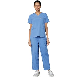 knya scrub suit for women  10 pocket  v neck top amp bottom set  short sleeves  lightweight amp breathable  hospital clinic amp ot wear  medical uniform  scrubs for female doctors nurses amp dentists