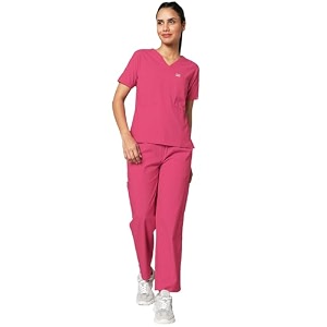 knya scrub suit for women  10 pocket  v neck top amp bottom set  short sleeves  lightweight amp breathable  hospital clinic amp ot wear  medical uniform  scrubs for female doctors nurses amp dentists