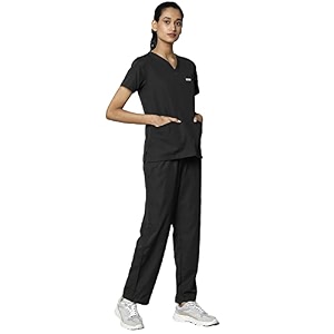 knya scrub suit for women  10 pocket  v neck top amp bottom set  short sleeves  lightweight amp breathable  hospital clinic amp ot wear  medical uniform  scrubs for female doctors nurses amp dentists