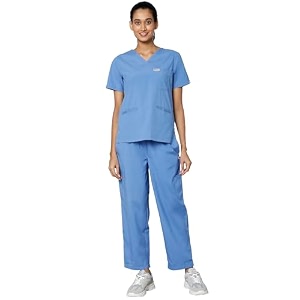 knya scrub suit for women  10 pocket  v neck top amp bottom set  short sleeves  lightweight amp breathable  hospital clinic amp ot wear  medical uniform  scrubs for female doctors nurses amp dentists