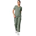 Knya Scrub Suit for Women | 10 Pocket | V Neck Top &amp; Bottom Set | Short Sleeves | Lightweight &amp; Breathable | Hospital Clinic &amp; OT Wear | Medical Uniform | Scrubs for Female Doctors Nurses &amp; Dentists