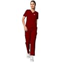 Knya Scrub Suit for Women | 10 Pocket | V Neck Top &amp; Bottom Set | Short Sleeves | Lightweight &amp; Breathable | Hospital Clinic &amp; OT Wear | Medical Uniform | Scrubs for Female Doctors Nurses &amp; Dentists