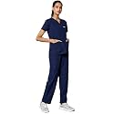 KNYA Scrub Suit for Women | 10 Pocket | V Neck Top &amp; Bottom Set | Short Sleeves | Lightweight &amp; Breathable | Hospital Clinic &amp; OT Wear | Medical Uniform | Scrubs for Female Doctors Nurses &amp; Dentists