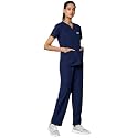 Knya Scrub Suit for Women | 10 Pocket | V Neck Top &amp; Bottom Set | Short Sleeves | Lightweight &amp; Breathable | Hospital Clinic &amp; OT Wear | Medical Uniform | Scrubs for Female Doctors Nurses &amp; Dentists