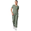 Knya Scrub Suit for Women | 10 Pocket | V Neck Top &amp; Bottom Set | Short Sleeves | Lightweight &amp; Breathable | Hospital Clinic &amp; OT Wear | Medical Uniform | Scrubs for Female Doctors Nurses &amp; Dentists