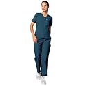 Knya Scrub Suit for Women | 10 Pocket | V Neck Top &amp; Bottom Set | Short Sleeves | Lightweight &amp; Breathable | Hospital Clinic &amp; OT Wear | Medical Uniform | Scrubs for Female Doctors Nurses &amp; Dentists