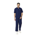 Knya med Classic Men's Mandarin Collar Scrubs Gown Hospital Scrub (Navy Blue S)