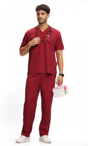 knya mens scrubsuits  5 pocket  v neck  for doctors pant shirt hospital scrub