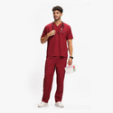 KNYA Men's Scrubsuits | 5 Pocket | V Neck | For Doctors Pant, Shirt Hospital Scrub (Maroon M)