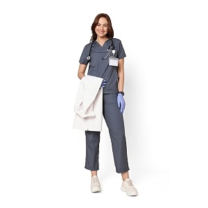 knya scrub suit for women  5 pocket  v neck top amp bottom set  short sleeves  lightweight amp breathable  hospital clinic amp ot wear  medical uniform  scrubs for female doctors nurses amp dentists