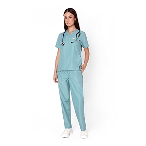 knya scrub suit for women  5 pocket  v neck top amp bottom set  short sleeves  lightweight amp breathable  hospital clinic amp ot wear  medical uniform  scrubs for female doctors nurses amp dentists