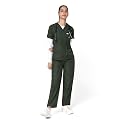 Knya Scrub Suit for Women | 5 Pocket | V Neck Top &amp; Bottom Set | Short Sleeves | Lightweight &amp; Breathable | Hospital Clinic &amp; OT Wear | Medical Uniform | Scrubs for Female Doctors Nurses &amp; Dentists