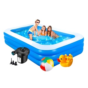7 feet inflatable swimming pool duck family amp inflatable beachball  3-layer pvc family pool for backyard fun  easy setup amp maintenance  21015060 cm  826734 x 5934 x 236347-feet