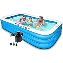 Inflatable Pool with Seat, 120"x72"x24" Large Blow Up Pool Inflatable Swimming Pool for Adults, Swimming Pools Above Ground with Pump for Backyard Garden Lawn Water Party
