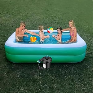 rectangular family pool duck family amp inflatable beachball with electric air pump  67 feet pool for outdoor fun  easy to inflate  20mx150mx50cm6734x5934x19634 inch 67 feet blue