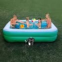 Rectangular Family Pool, Duck Family &amp; Inflatable Beachball with Electric Air Pump | 6.7 Feet Pool for Outdoor Fun | Easy to Inflate | 2.0mx1.50mx50cm/6.7"x59"x19.6" Inch (6.7 feet, Blue)