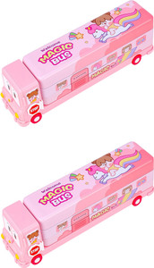 kobbet bus pencil box for kids with moving tyres  sharpener geometry case for kids_2 multicolor
