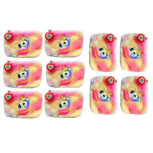 kobbet girls coin pouch unicorn fur coin pouch for girls pouch mini pouch for earphone cards holder mini purse for girls unicorn fur zipper closer coin pouch soft and cute pouch pack of 10