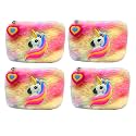 KOBBET® Girls Coin Pouch Unicorn Fur Coin Pouch for Girls Pouch Mini Pouch for Earphone Cards Holder Mini Purse for Girls Unicorn Fur Zipper Closer Coin Pouch Soft and Cute Pouch (Pack of 4)