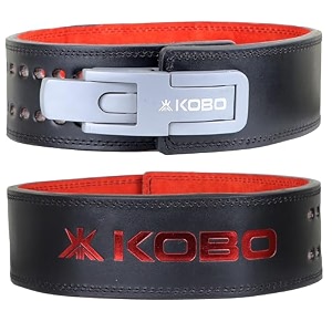 kobo lever belt weight lifting gym fitness natural genuine leather 4 wide back support 11 adjustable holes powerlifting bodybuilding deadlift squat workout strength training men women