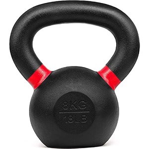 kobo cast iron kettlebells for strength and conditioning fitness and cross-training - lb and kg markings 8 kg