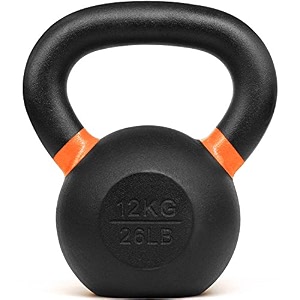 kobo cast iron kettlebells for strength and conditioning fitness and cross-training - lb and kg markings 12 kg