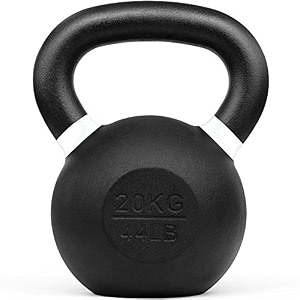 kobo kettlebell cast iron wide handle for strength and conditioning fitness and cross-training - lb and kg markings imported 20 kg multi colour