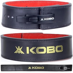 kobo lever belt weight lifting gym fitness natural genuine leather 4 wide back support 9 adjustable holes powerlifting bodybuilding deadlift squat workout strength training