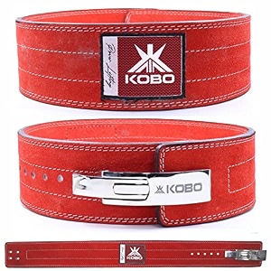 kobo 10mm lever belt weight lifting gym fitness natural genuine leather 4 wide back support 9 adjustable holes powerlifting bodybuilding deadlift squat workout strength training men women
