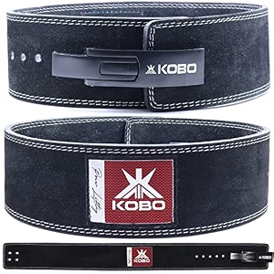 kobo 10mm lever belt weight lifting gym fitness natural genuine leather 4 wide back support 9 adjustable holes powerlifting bodybuilding deadlift squat workout strength training men women