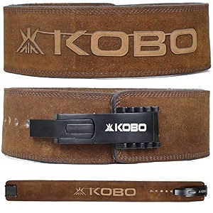 kobo adjustable lever belt weight lifting gym fitness natural genuine leather wide back support 9 adjustable holes powerlifting bodybuilding deadlift squat workout training men women