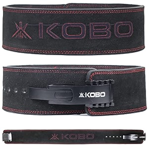 kobo adjustable lever belt weight lifting gym fitness natural genuine leather wide back support 9 adjustable holes powerlifting bodybuilding deadlift squat workout training men women