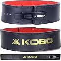 Kobo Lever Belt Weight Lifting Gym Fitness, Natural Genuine Leather, 4” Wide Back Support, 9 Adjustable Holes, Powerlifting Bodybuilding Deadlift Squat Workout Strength Training