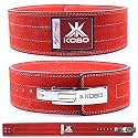 Kobo 10mm Lever Belt Weight Lifting Gym Fitness, Natural Genuine Leather 4” Wide Back Support, 9 Adjustable Holes, Powerlifting Bodybuilding Deadlift Squat Workout Strength Training, Men Women