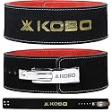 Kobo Lever Belt Weight Lifting Gym Fitness, Natural Genuine Leather, 4” Wide Back Support, 9 Adjustable Holes, Powerlifting Bodybuilding Deadlift Squat Workout Strength Training