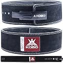 Kobo 10mm Lever Belt Weight Lifting Gym Fitness, Natural Genuine Leather 4” Wide Back Support, 9 Adjustable Holes, Powerlifting Bodybuilding Deadlift Squat Workout Strength Training, Men Women