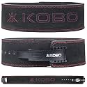 Kobo Adjustable Lever Belt Weight Lifting Gym Fitness, Natural Genuine Leather Wide Back Support, 9 Adjustable Holes, Powerlifting Bodybuilding Deadlift Squat Workout Training Men Women