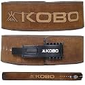 Kobo Adjustable Lever Belt Weight Lifting Gym Fitness, Natural Genuine Leather Wide Back Support, 9 Adjustable Holes, Powerlifting Bodybuilding Deadlift Squat Workout Training Men Women