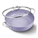 KOCH SYSTEME CS Saute Pan with Lid, 12 Inch Deep Frying Pan, Toxin-Free Ceramic Nonstick Saute Pan with Lid – Large Scratch-Resistant Deep Fry Pan 5.5QT, Oven Safe, Induction Compatible, Purple