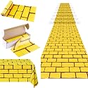 Kochorie 100 Ft x 54 Inch Yellow Brick Road Tablecloth Roll with Cutter Box Disposable Large Stone Brick Floor Runner Wall Backdrops Tablecover for Halloween Medieval Princess Wizard Party Decorations
