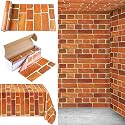 Kochorie 100 Ft x 54 Inch Retro Red Brick Wall Backdrop Tablecloth Roll with Cutter Box Disposable Vintage Stone Brick Door Wallpaper Tablecover for Christmas Halloween Birthday Party Decorations
