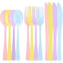 Kochorie 300 Pcs Pastel Plastic Silverware, Heavy Duty Plastic Cutlery Set