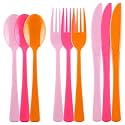 Kochorie 300 Pcs Pink and Orange Plastic Silverware, Heavy Duty Cutlery Set