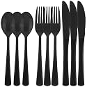 Kochorie 300 Pieces Black Plastic Silverware Heavy Duty Disposable Utensils